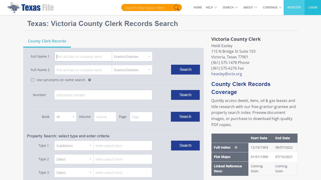 Victoria County Clerk Records Search | TexasFile