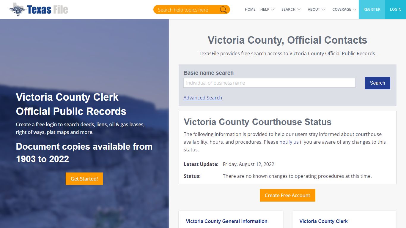 Victoria County Clerk Official Public Records | TexasFile